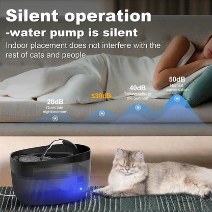Cat Water Fountain, 75Oz/2.2L Cat Fountain for Drinking with Faucet,  Pump & Filter, Automatic Pet Water Fountain Bowl & Dispenser with Replacement Filters