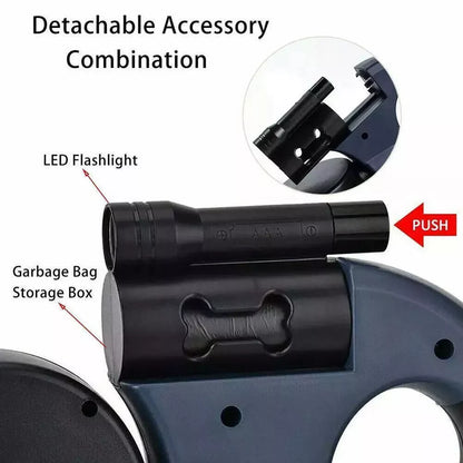 Dual Pet Leash Retractable Reflective Lead 360 Swivel Double Dog Walking Leash