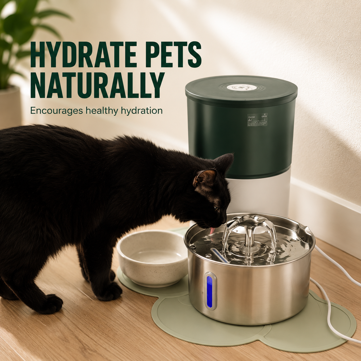 Premium Stainless Steel Pet Water Fountain  2.2L — Silent Pump & Filters Included,  For Cats & Small Dogs