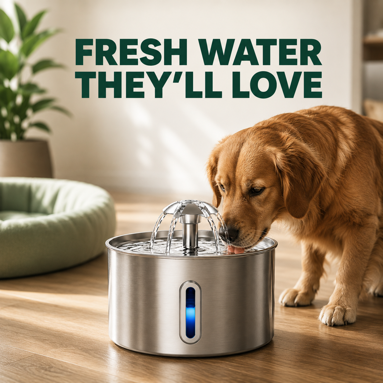 Premium Stainless Steel Pet Water Fountain  2.2L — Silent Pump & Filters Included,  For Cats & Small Dogs