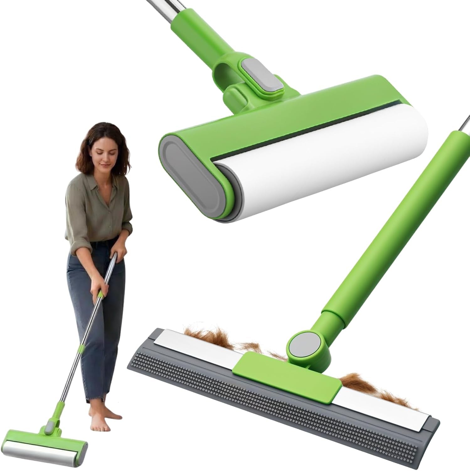 Pet Hair Remover Kit - Including Carpet Rake & Large Lint Roller, 2 in 1 Pet Hair Removal Tool Cat Dog Fur Rakes Scraper Carpet Broom for Carpets, Rugs, Mats, Pet Beds