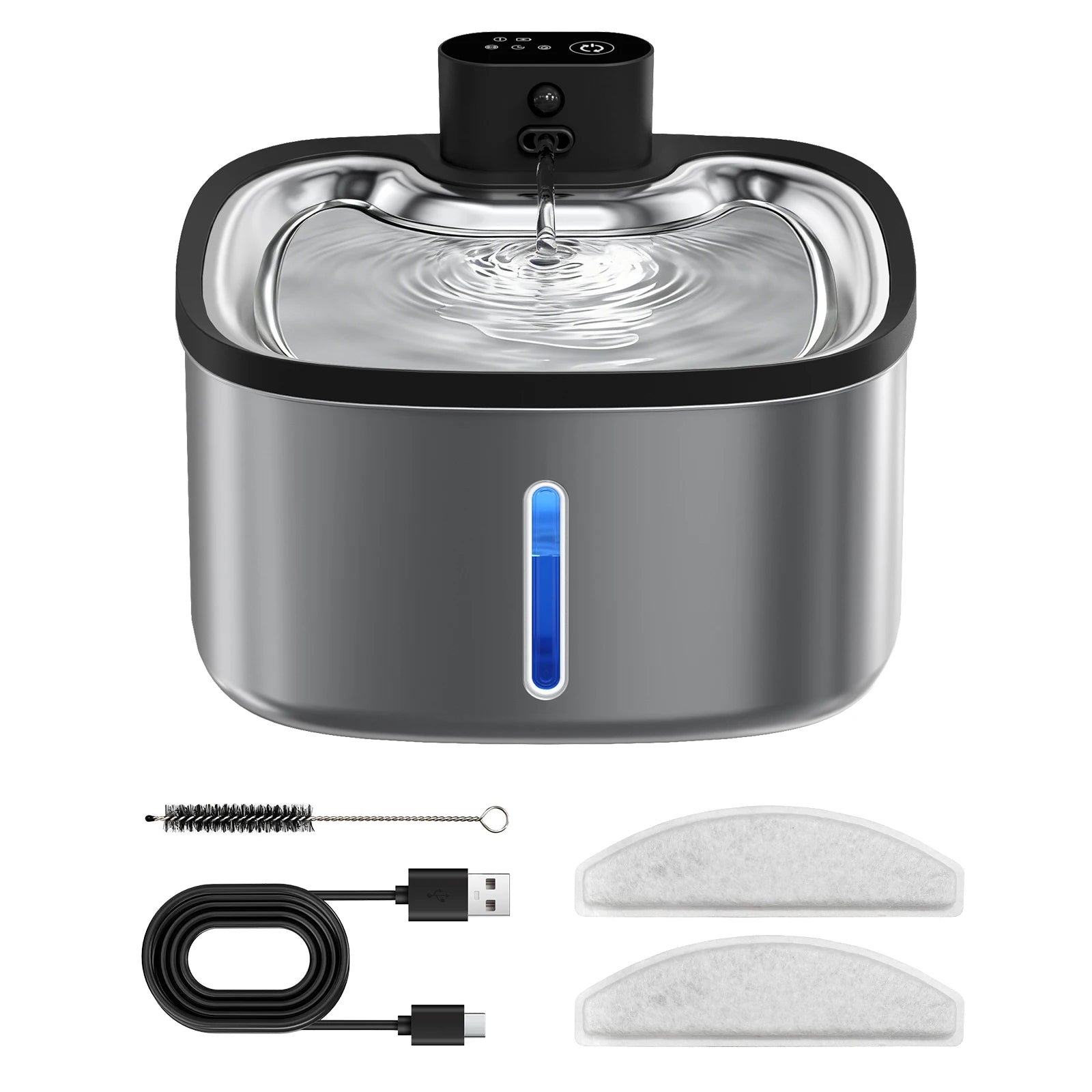 3.5L Cat Water Dispenser Stainless Steel Wireless Smart Pet Water Feeder 4000Mah Rechargeable with Window Cat Water Fountain