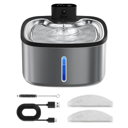 3.5L Cat Water Dispenser Stainless Steel Wireless Smart Pet Water Feeder 4000Mah Rechargeable with Window Cat Water Fountain